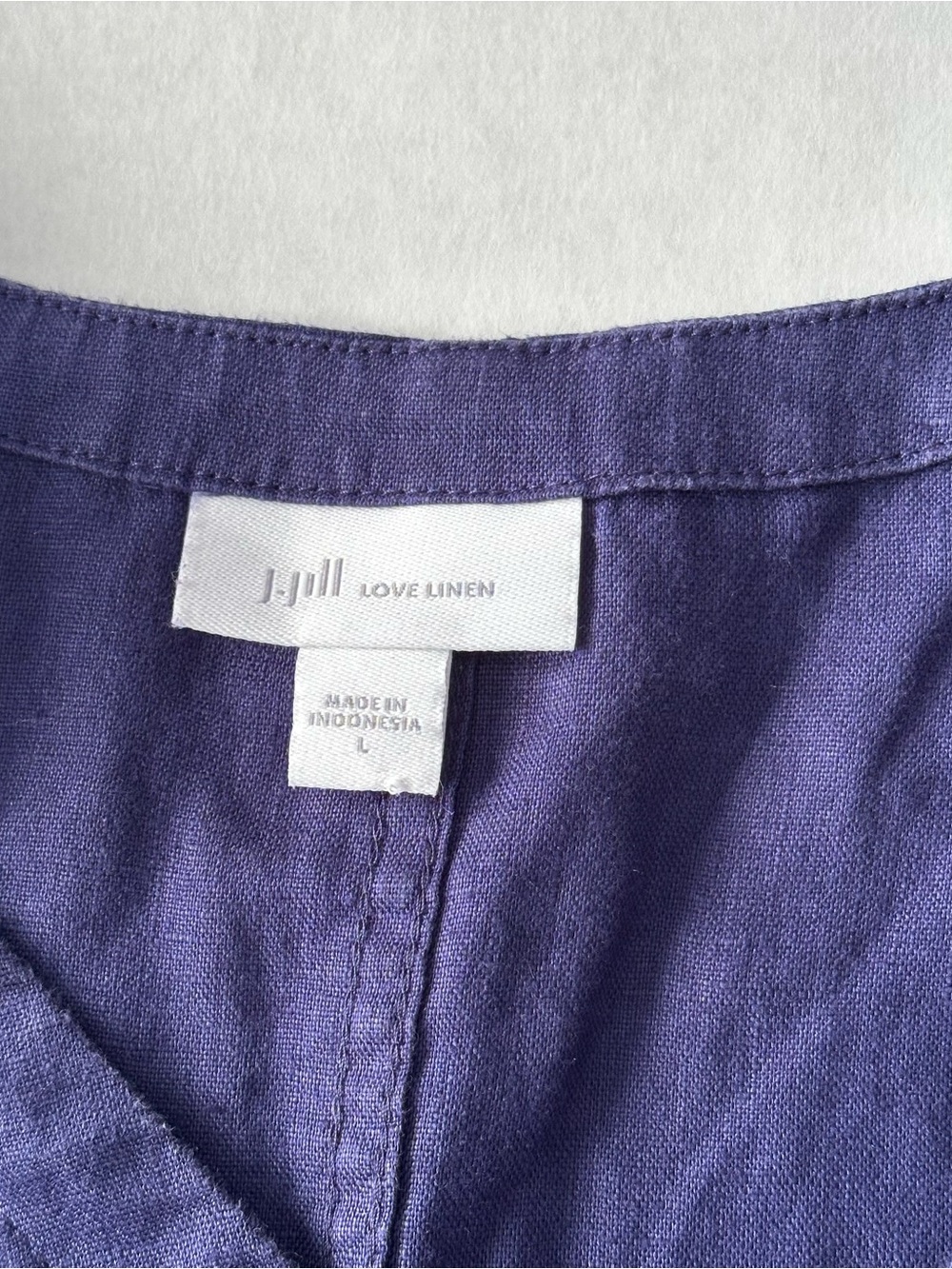 J.Jill Love Linen 100% Linen Shift Dress Navy V-Neck Cap Sleeve Sz L coastal - Picture 3 of 6
